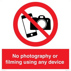 No photography or filming using any device